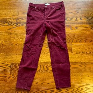 Madewell maroon, women’s corduroy jeans
